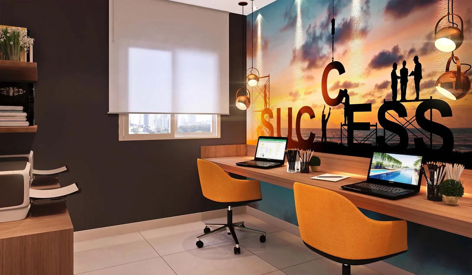 Paris Lago dos Patos || Condomínio de Alto Padrão na Vila Rosália ao lado do Lago dos Patos na Vila Galvão, entre a Avenida Francisco Conde e a Avenida Dr. Timóteo Penteado || Sala de Coworking || Apartamentos de 45, 55 e 68 m² com 2 e living ampliado ou 3 dormitórios, suítes, varanda gourmet e 1 ou 2 vagas de garagem